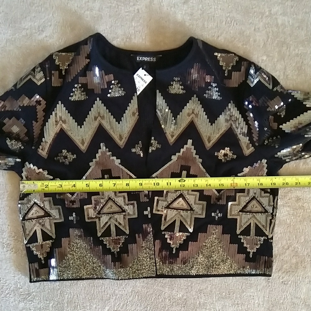 Express Black And Silver Sequin Jacket - image 4